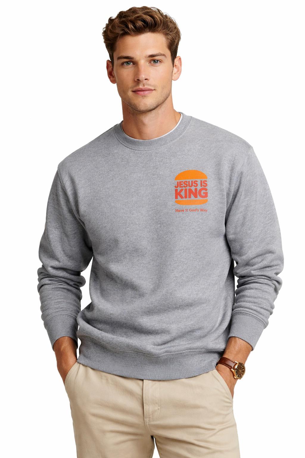 Jesus is king crewneck - grey – myholyshirt