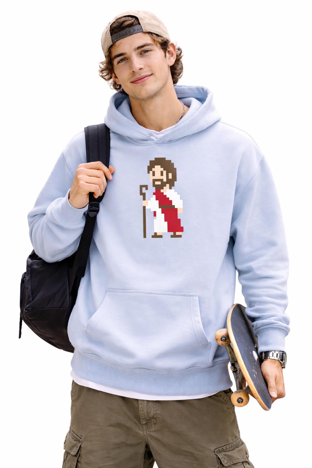 Pixel Jesus hoodie - grey